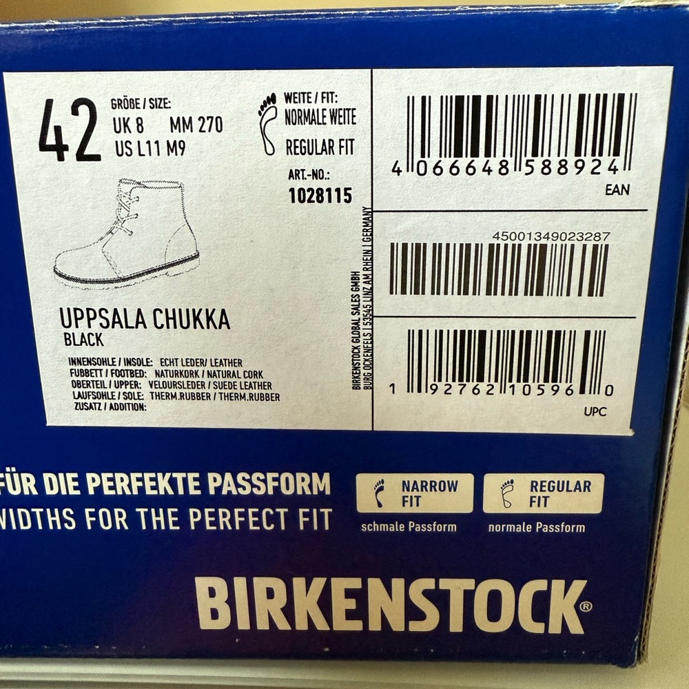 MENS BIRKENSTOCK, UPPSALA CHUKKA, BLACK, Size US 9 - Picture 8 of 8